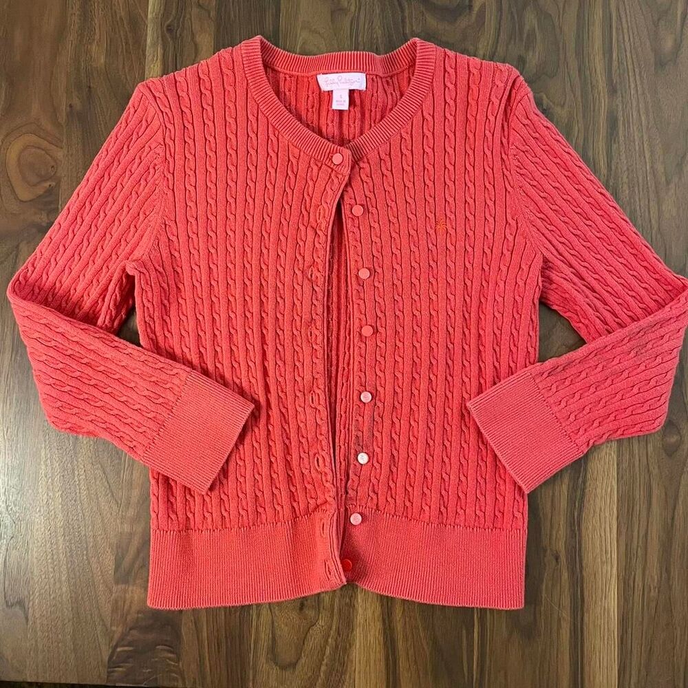 Lilly Pulitzer Knitted Cardigan Sweater Peach Summer Small